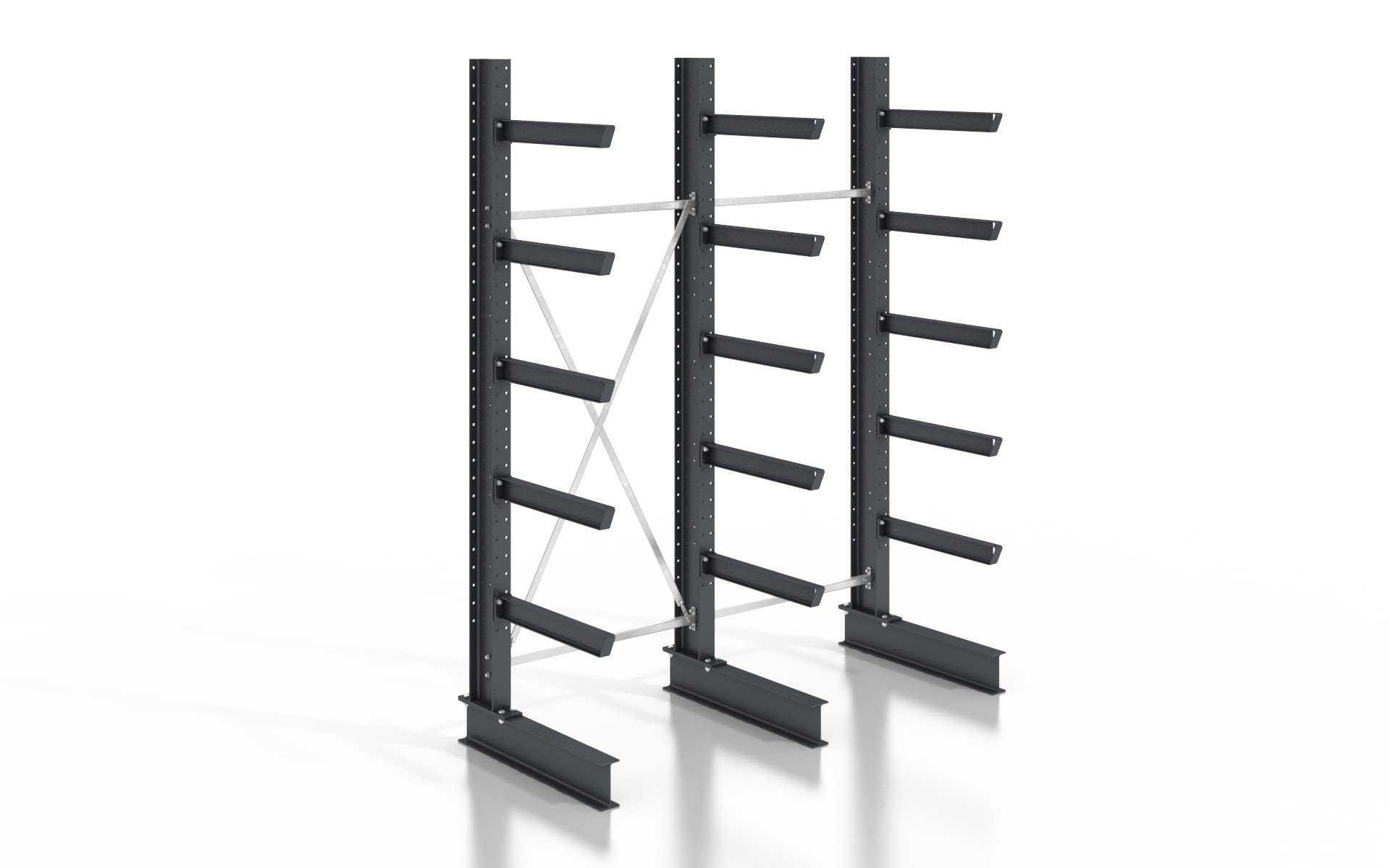 Kragarmregal einseitig 2,56 m – 355 cm | 80 cm Nutztiefe | 500 kg pro Arm | BLT